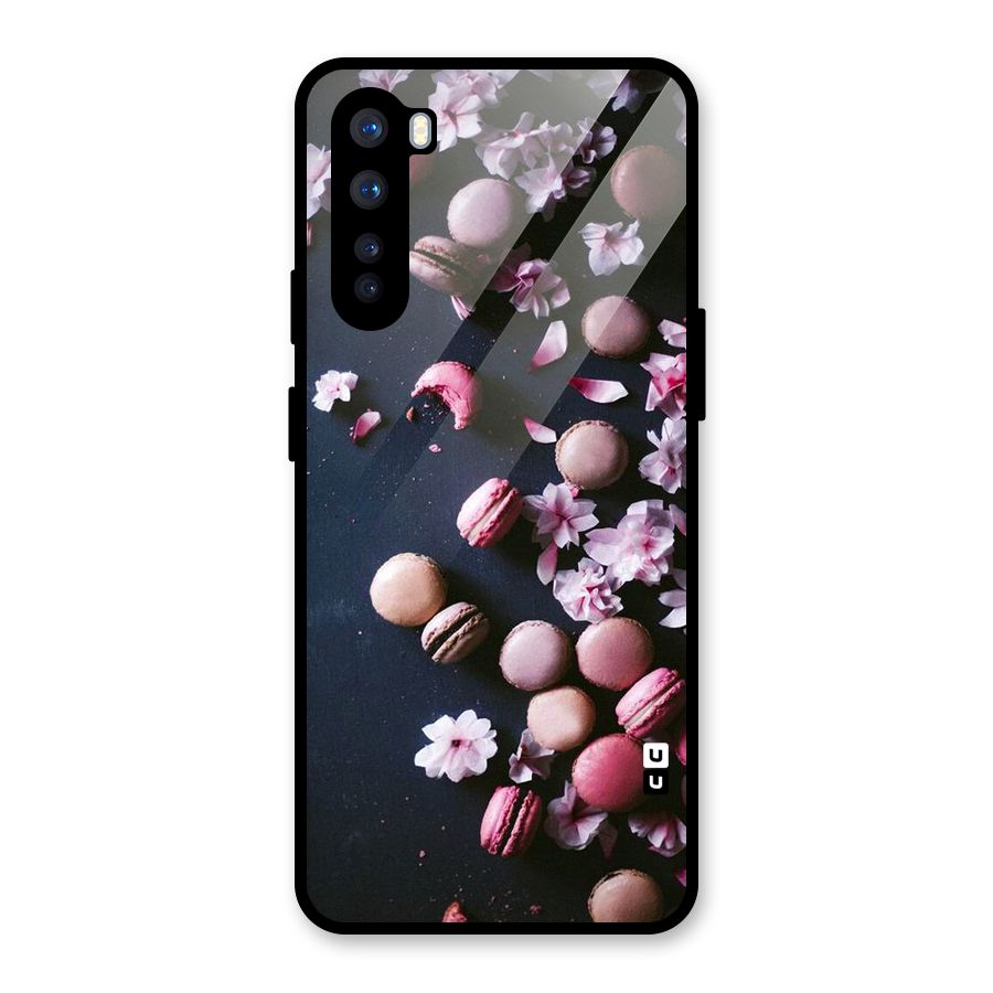 Macaroons And Cheery Blossoms Glass Back Case for OnePlus Nord