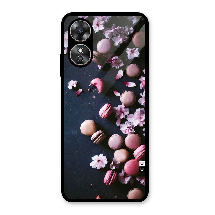 Macaroons And Cheery Blossoms Glass Back Case for Oppo A17