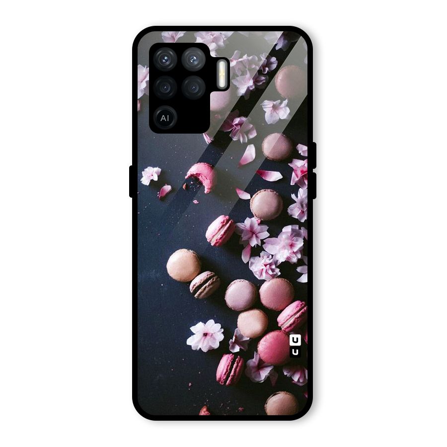Macaroons And Cheery Blossoms Glass Back Case for Oppo F19 Pro
