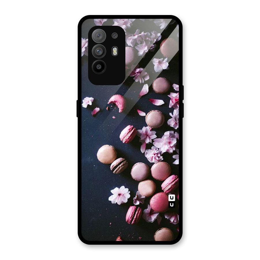 Macaroons And Cheery Blossoms Glass Back Case for Oppo F19 Pro Plus 5G