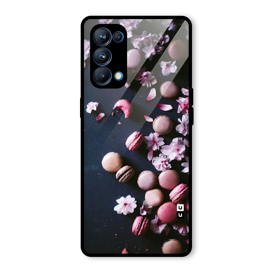 Macaroons And Cheery Blossoms Glass Back Case for Oppo Reno5 Pro 5G
