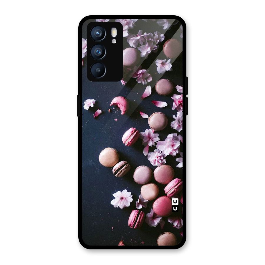 Macaroons And Cheery Blossoms Glass Back Case for Oppo Reno6 5G