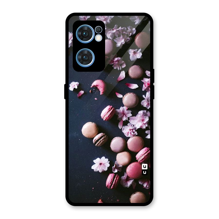 Macaroons And Cheery Blossoms Glass Back Case for Oppo Reno7 5G