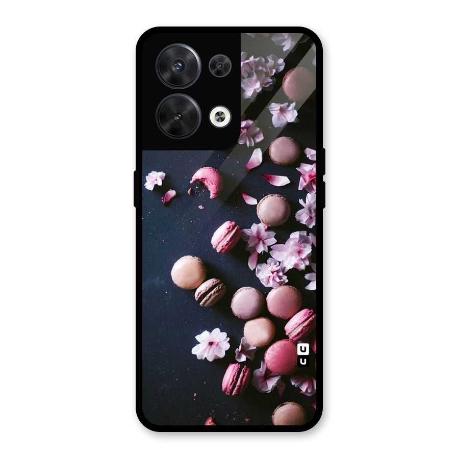 Macaroons And Cheery Blossoms Glass Back Case for Oppo Reno8 5G
