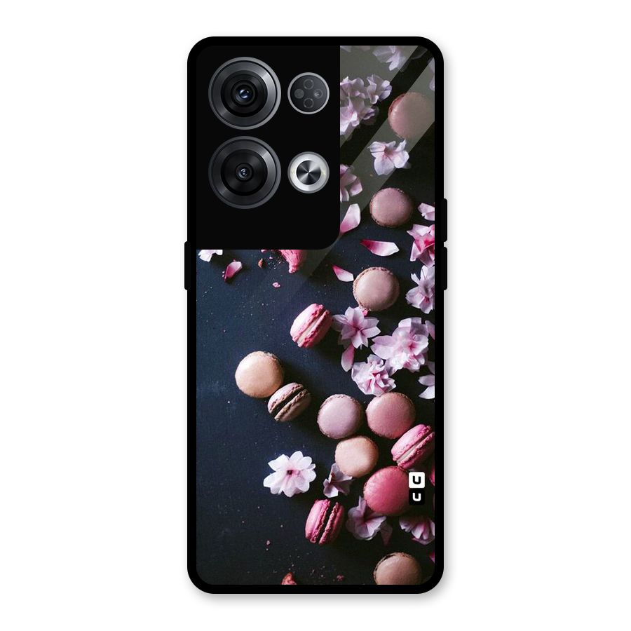 Macaroons And Cheery Blossoms Glass Back Case for Oppo Reno8 Pro 5G