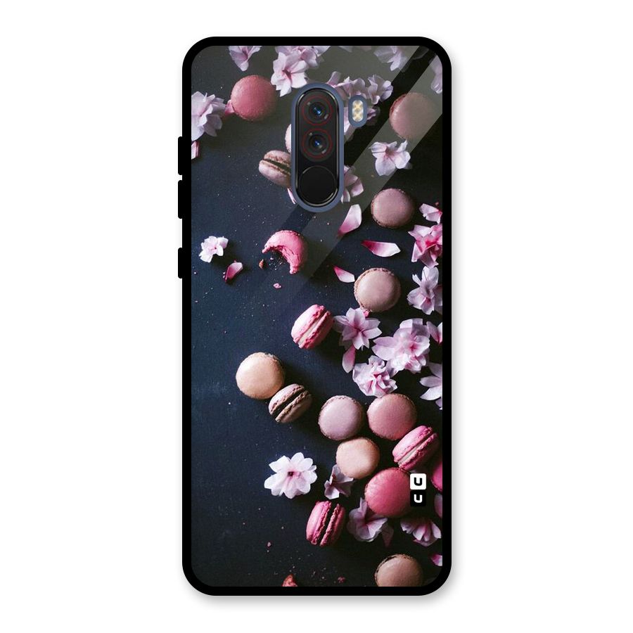 Macaroons And Cheery Blossoms Glass Back Case for Poco F1