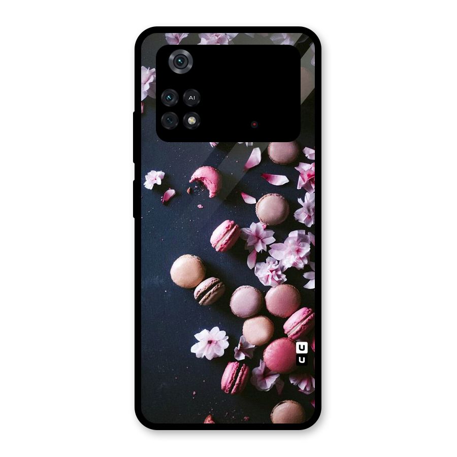 Macaroons And Cheery Blossoms Glass Back Case for Poco M4 Pro 4G