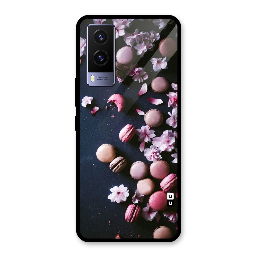 Macaroons And Cheery Blossoms Glass Back Case for Vivo V21e 5G