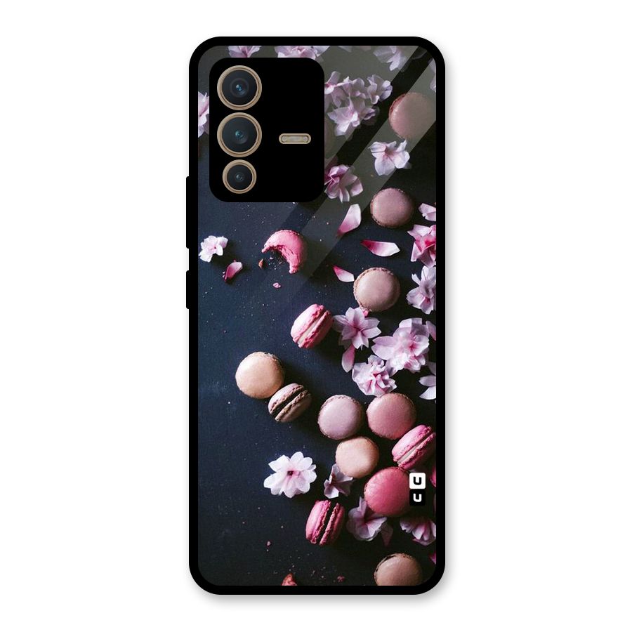 Macaroons And Cheery Blossoms Glass Back Case for Vivo V23 5G