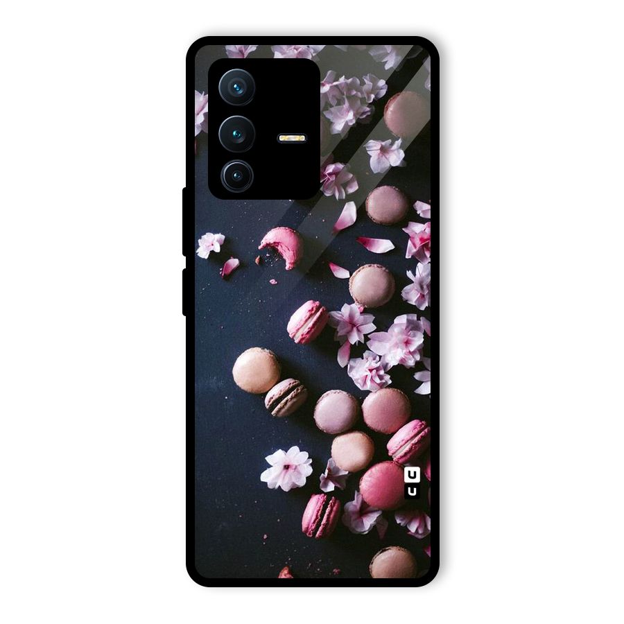 Macaroons And Cheery Blossoms Glass Back Case for Vivo V23 Pro