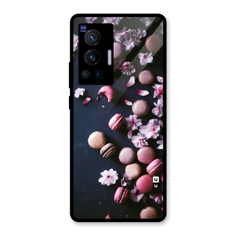Macaroons And Cheery Blossoms Glass Back Case for Vivo X70 Pro