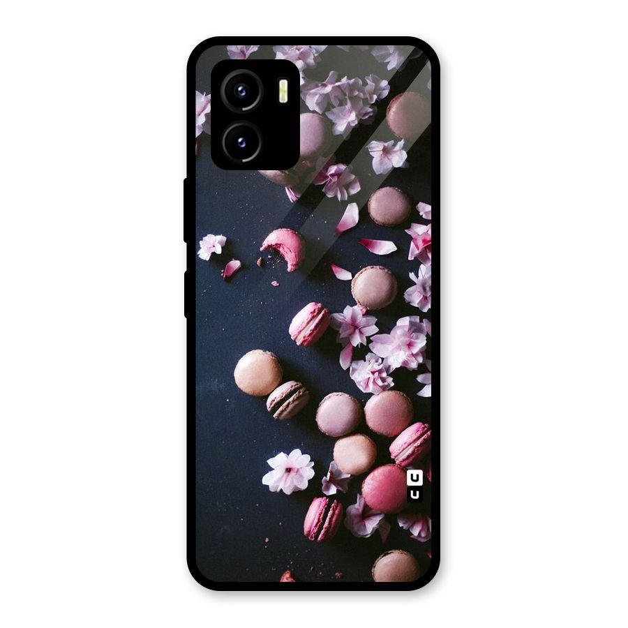 Macaroons And Cheery Blossoms Glass Back Case for Vivo Y15s