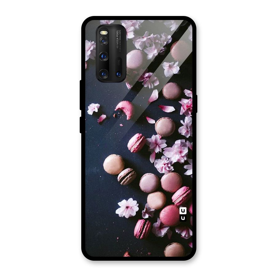 Macaroons And Cheery Blossoms Glass Back Case for Vivo iQOO 3