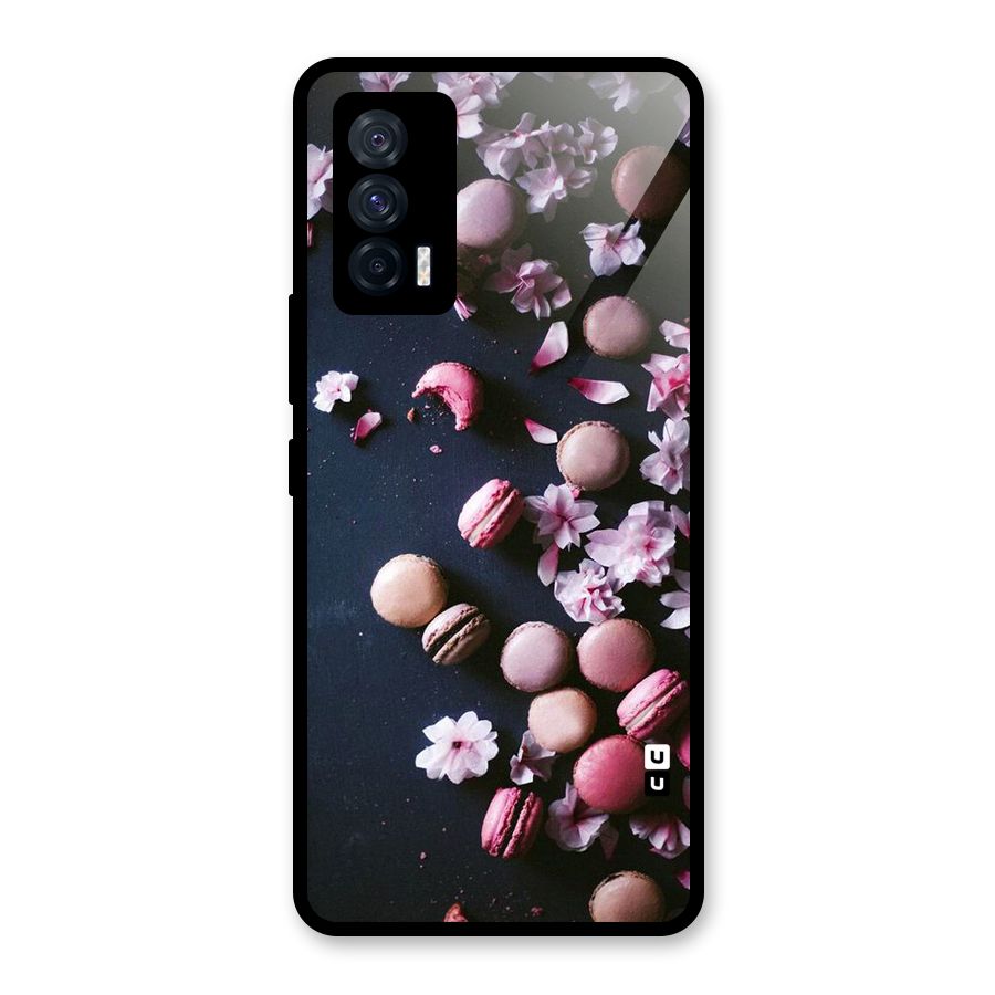 Macaroons And Cheery Blossoms Glass Back Case for Vivo iQOO 7 5G