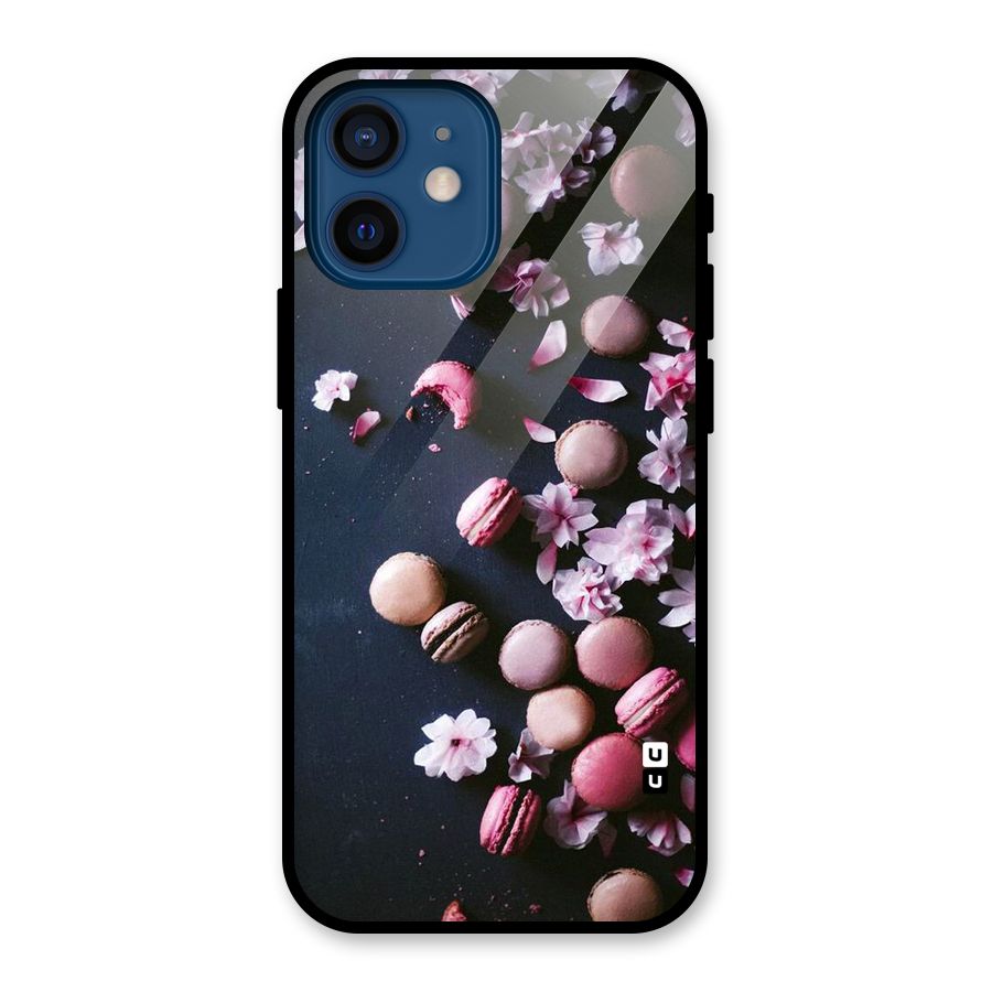 Macaroons And Cheery Blossoms Glass Back Case for iPhone 12 Mini