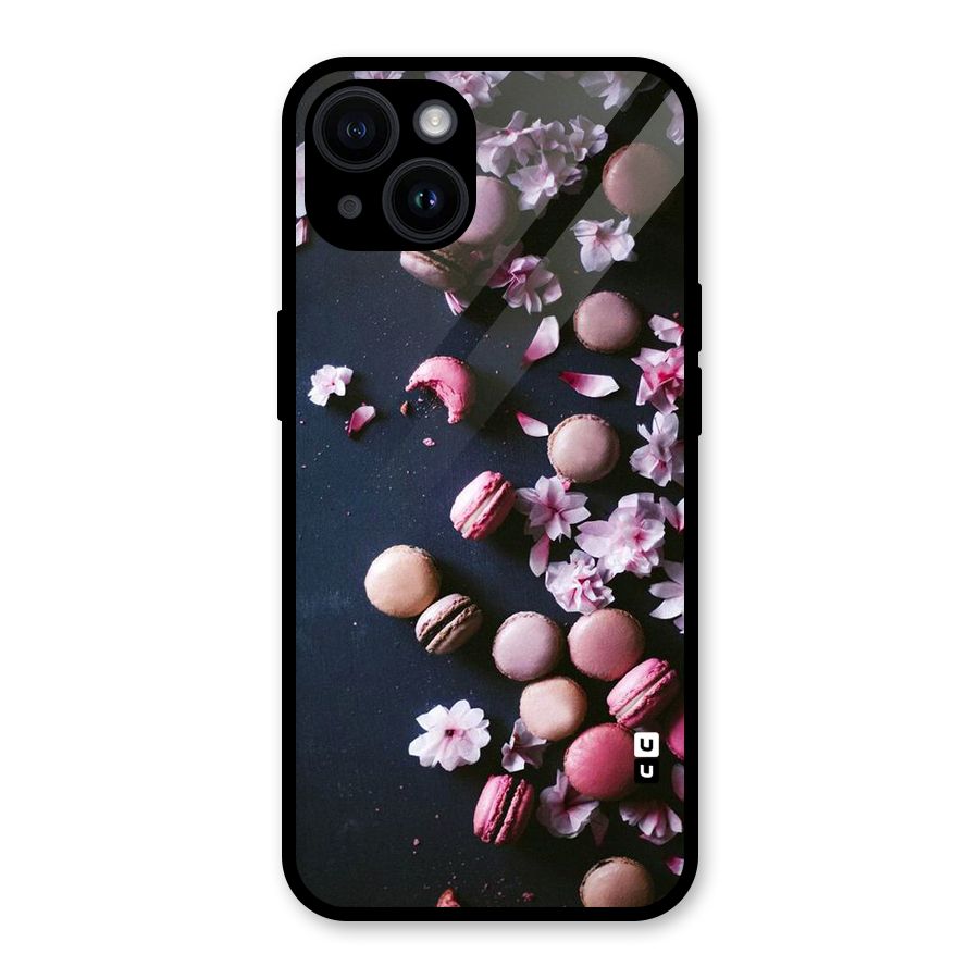 Macaroons And Cheery Blossoms Glass Back Case for iPhone 14