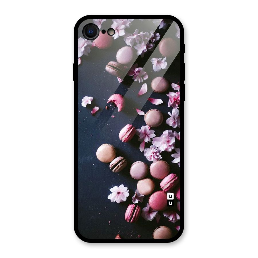 Macaroons And Cheery Blossoms Glass Back Case for iPhone SE 2022
