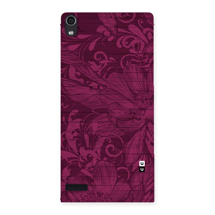 Magenta Floral Pattern Back Case for Ascend P6