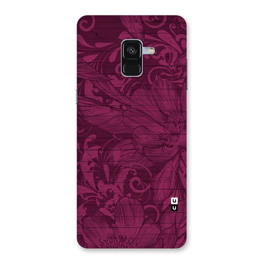 Magenta Floral Pattern Back Case for Galaxy A8 Plus