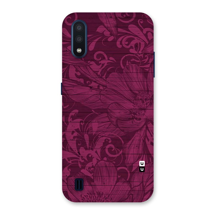 Magenta Floral Pattern Back Case for Galaxy M01