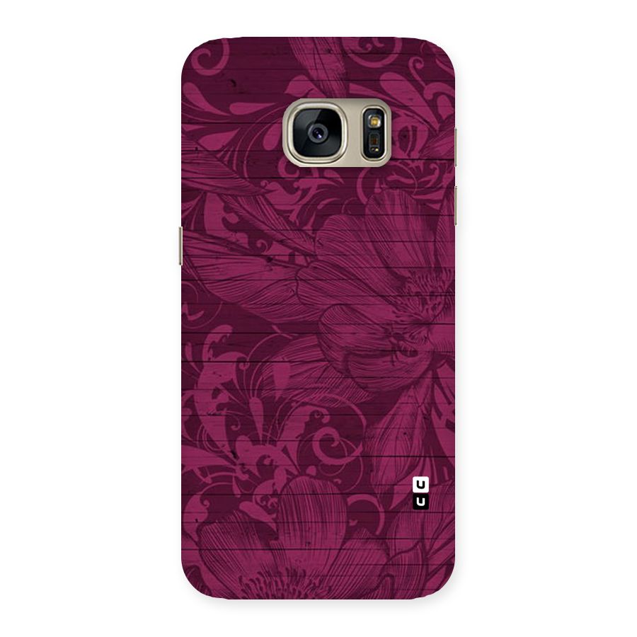 Magenta Floral Pattern Back Case for Galaxy S7