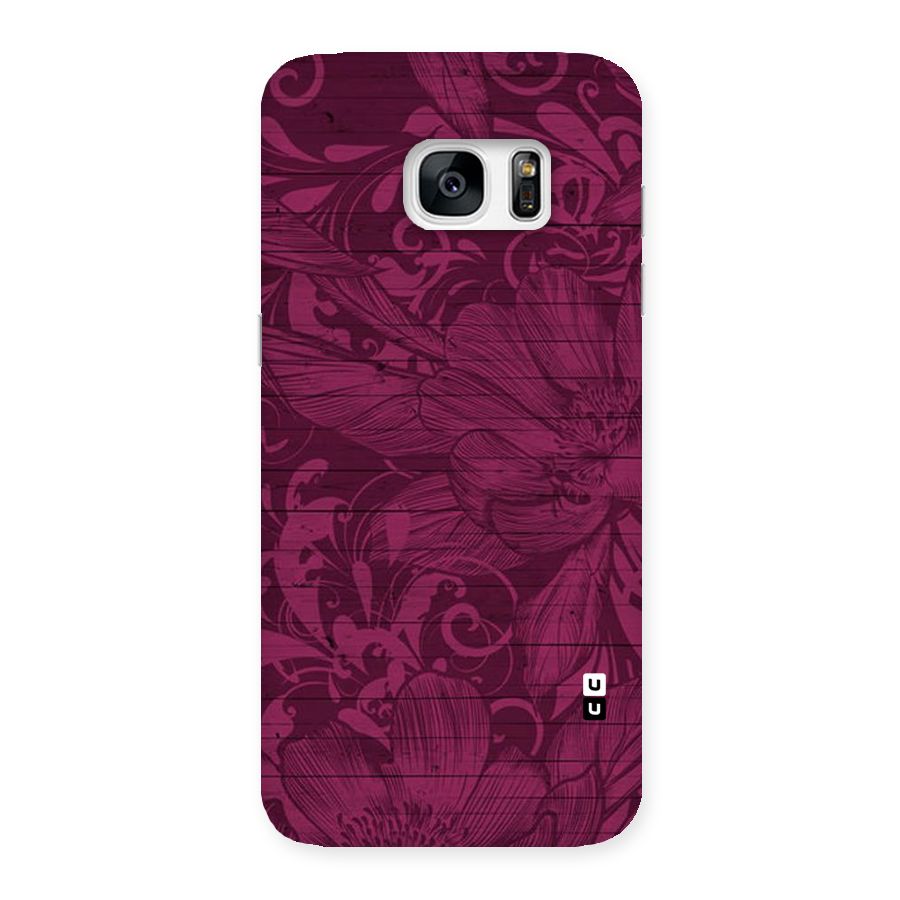 Magenta Floral Pattern Back Case for Galaxy S7 Edge