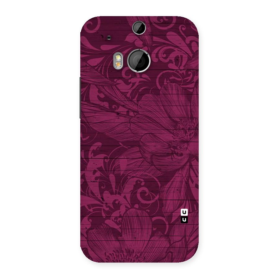 Magenta Floral Pattern Back Case for HTC One M8