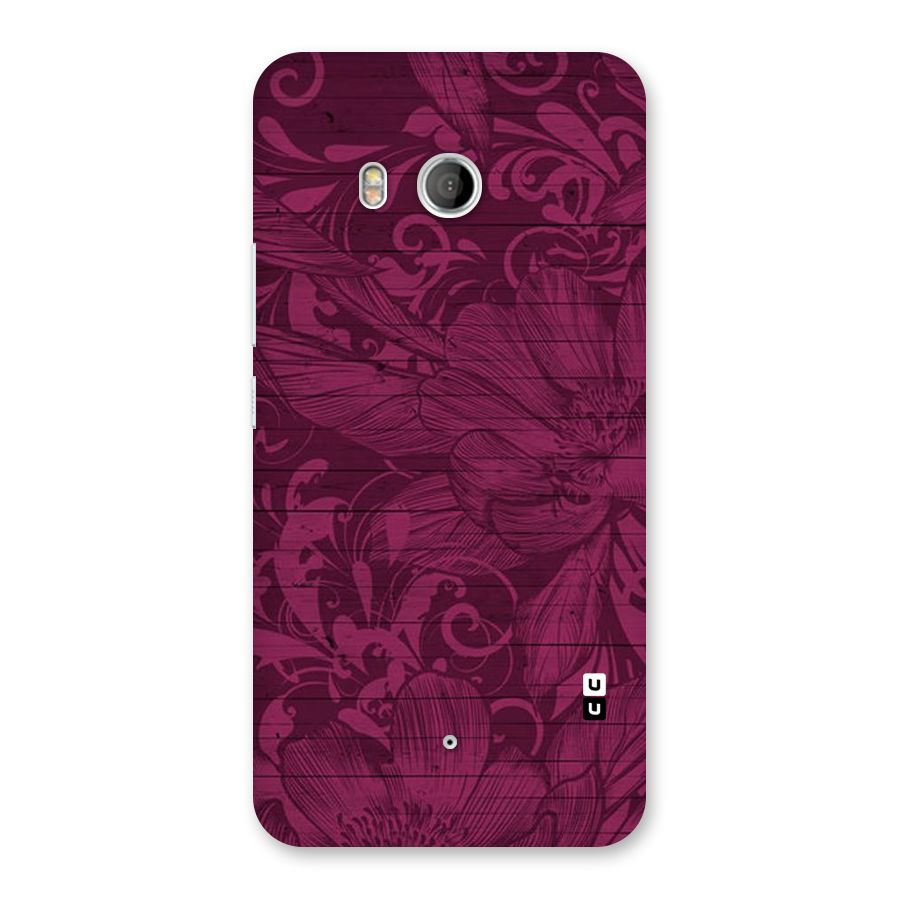 Magenta Floral Pattern Back Case for HTC U11