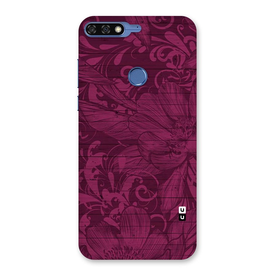 Magenta Floral Pattern Back Case for Honor 7C