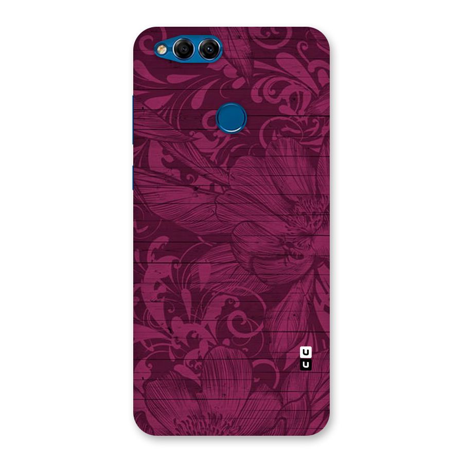 Magenta Floral Pattern Back Case for Honor 7X