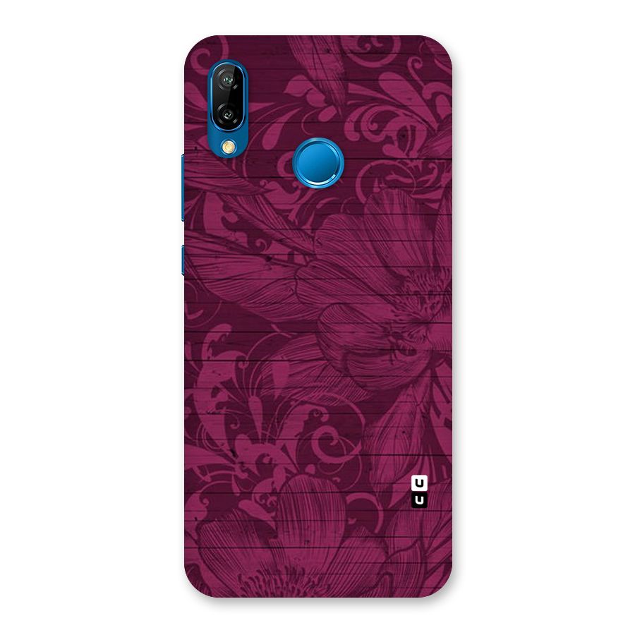 Magenta Floral Pattern Back Case for Huawei P20 Lite