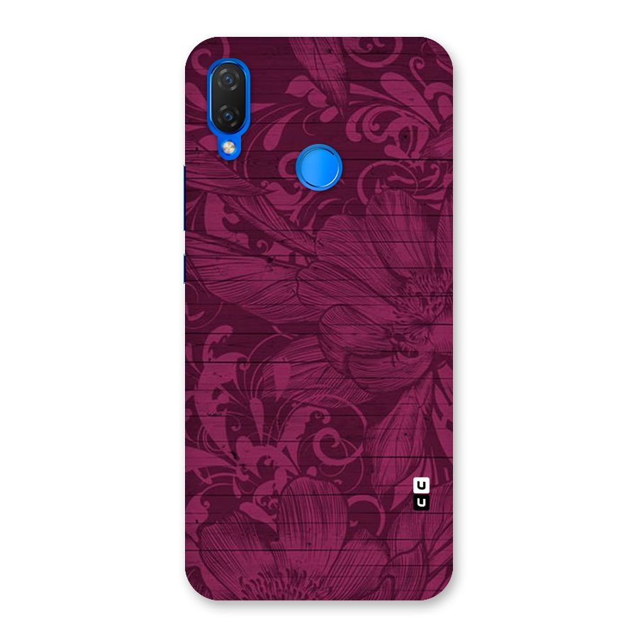Magenta Floral Pattern Back Case for Huawei P Smart+