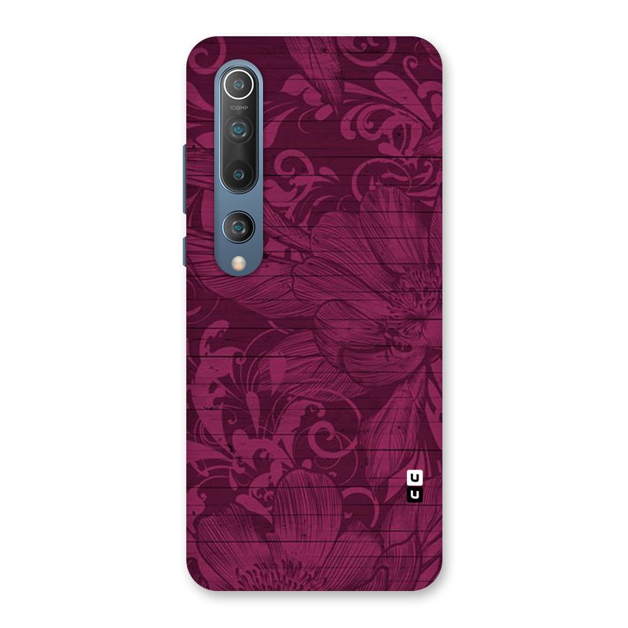Magenta Floral Pattern Back Case for Mi 10