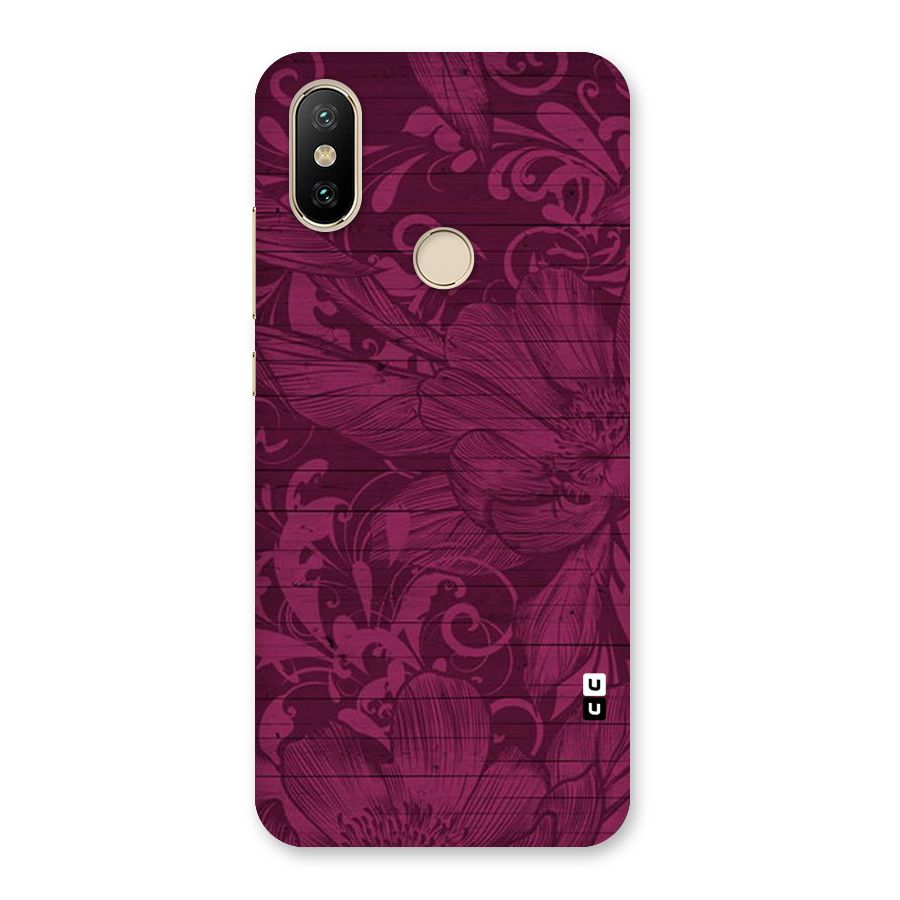 Magenta Floral Pattern Back Case for Mi A2