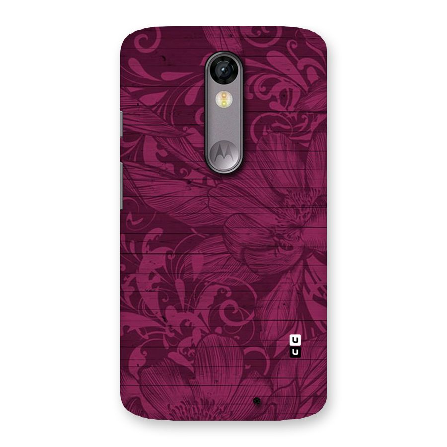 Magenta Floral Pattern Back Case for Moto X Force