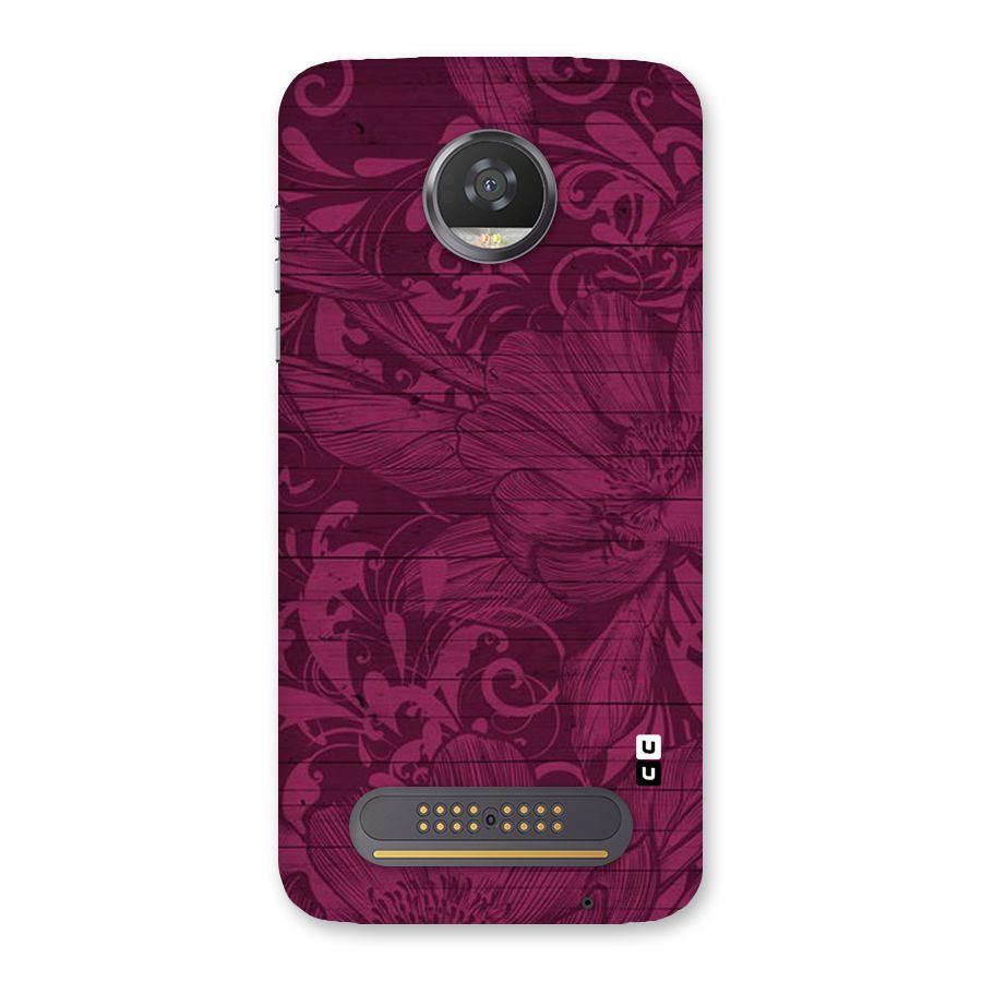 Magenta Floral Pattern Back Case for Moto Z2 Play