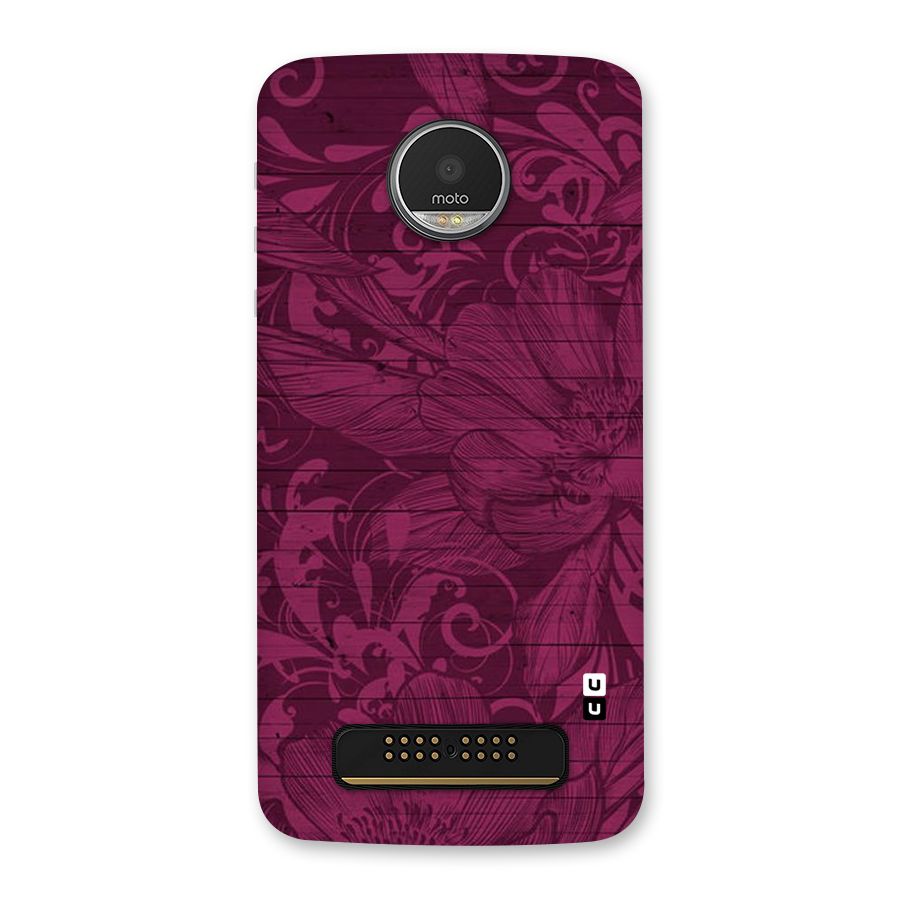 Magenta Floral Pattern Back Case for Moto Z Play