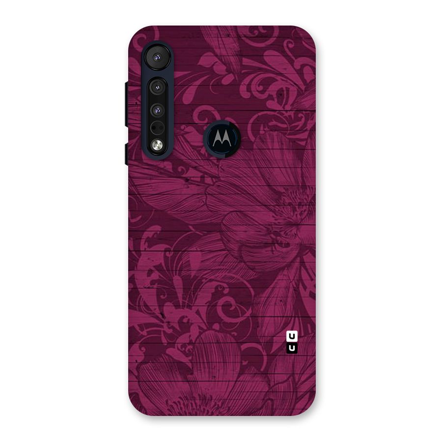 Magenta Floral Pattern Back Case for Motorola One Macro