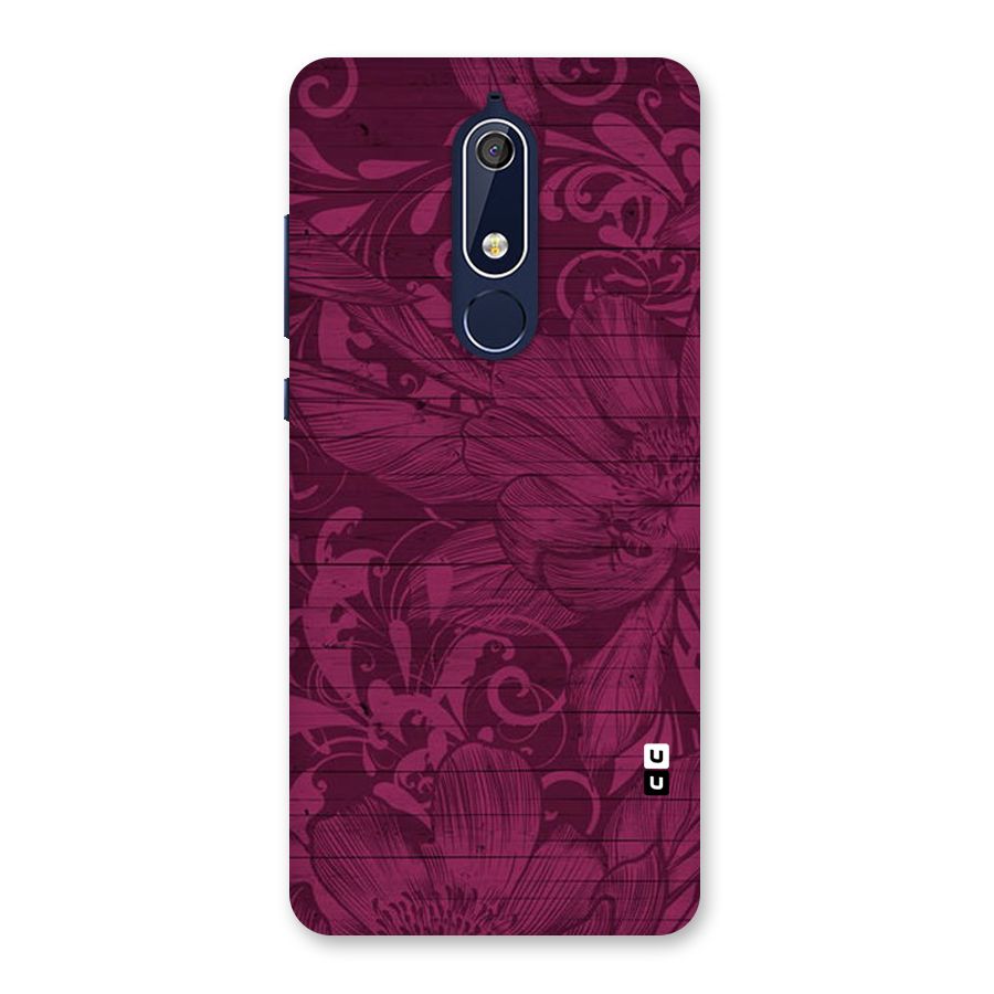 Magenta Floral Pattern Back Case for Nokia 5.1