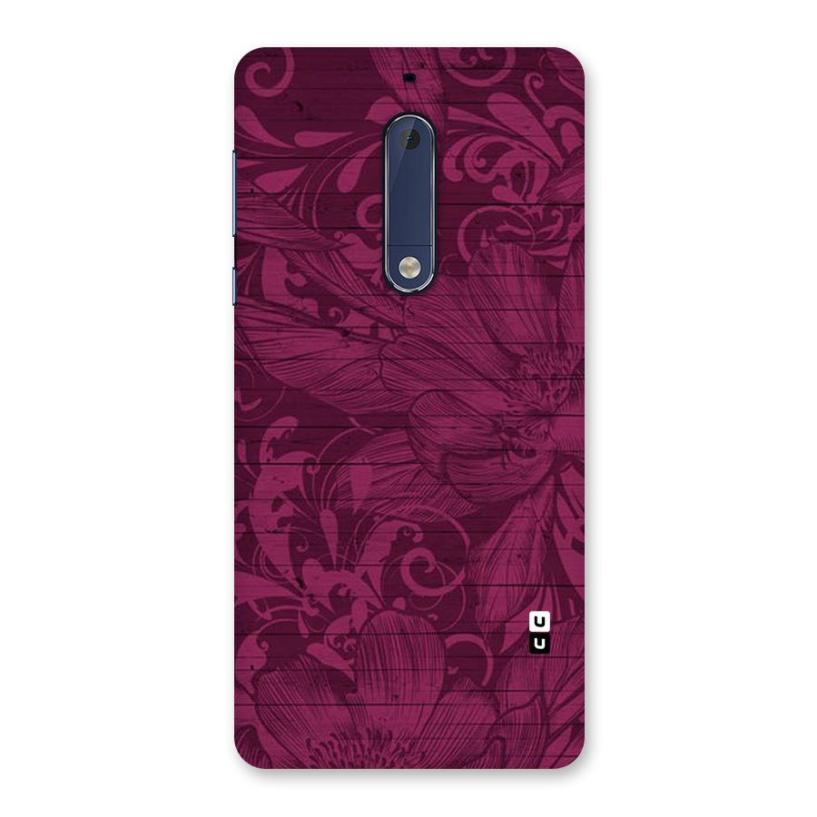 Magenta Floral Pattern Back Case for Nokia 5