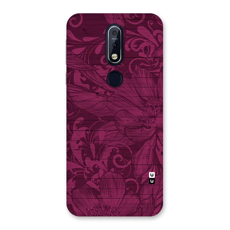 Magenta Floral Pattern Back Case for Nokia 7.1