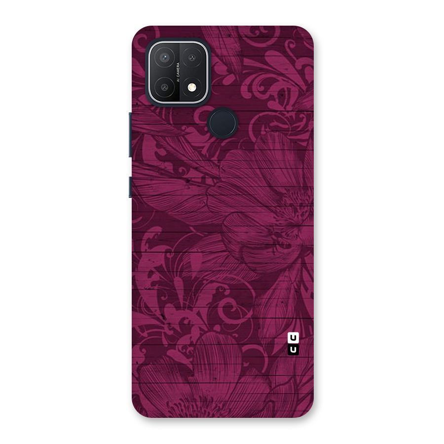 Magenta Floral Pattern Back Case for Oppo A15