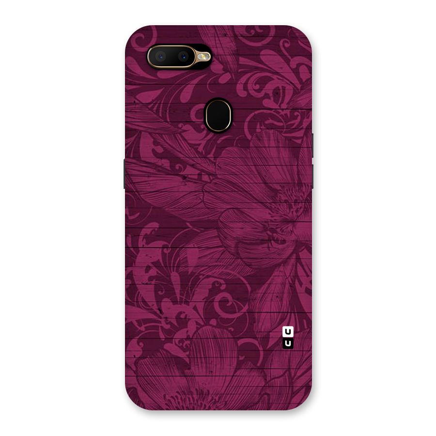 Magenta Floral Pattern Back Case for Oppo A5s