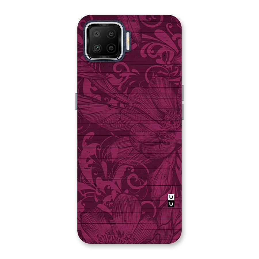 Magenta Floral Pattern Back Case for Oppo F17