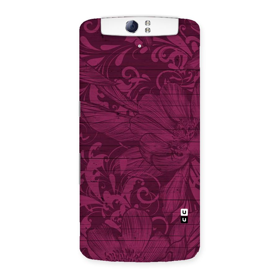 Magenta Floral Pattern Back Case for Oppo N1