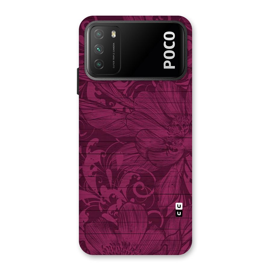 Magenta Floral Pattern Back Case for Poco M3