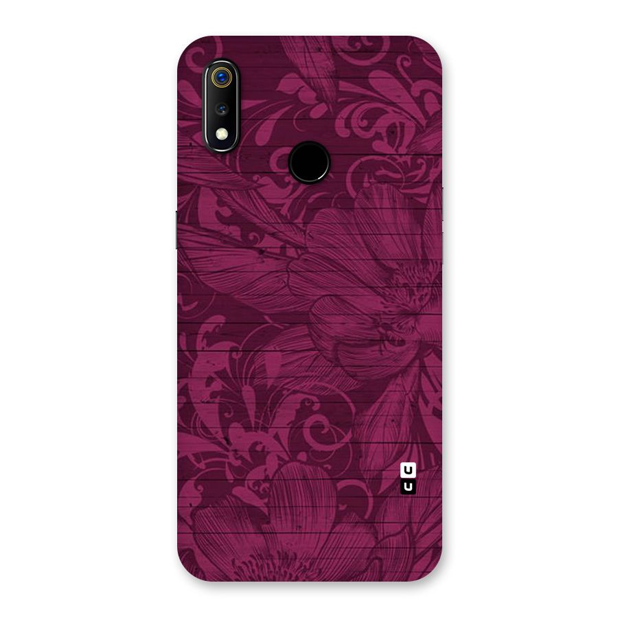 Magenta Floral Pattern Back Case for Realme 3