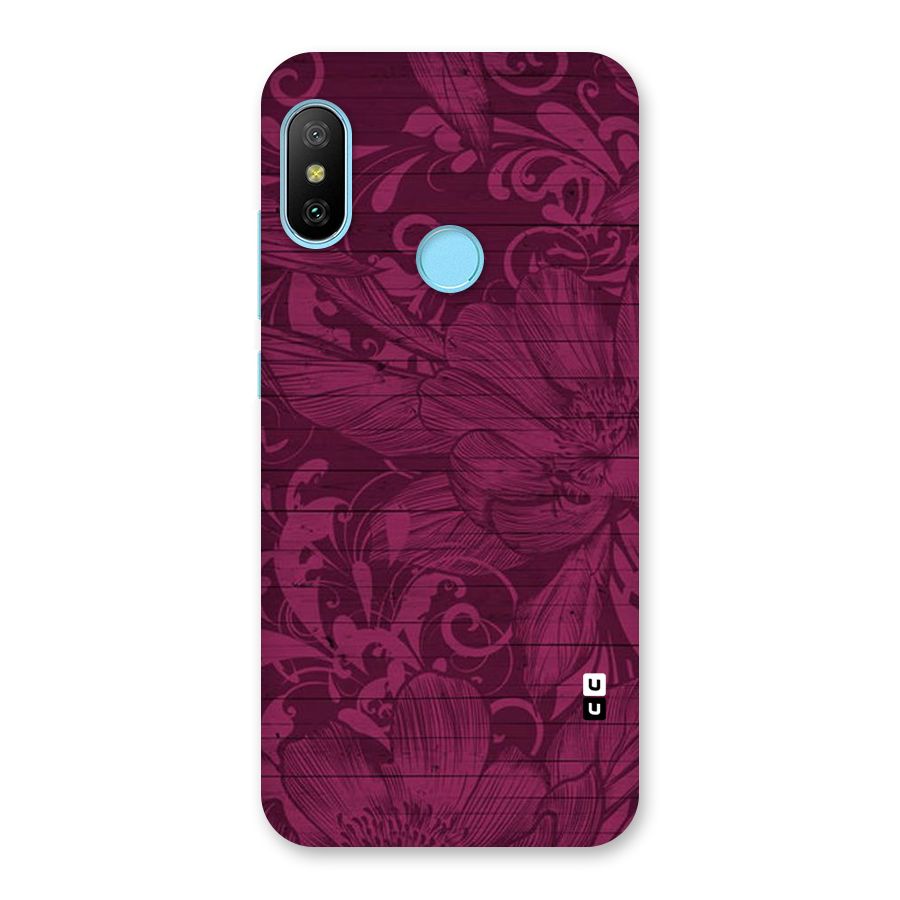 Magenta Floral Pattern Back Case for Redmi 6 Pro