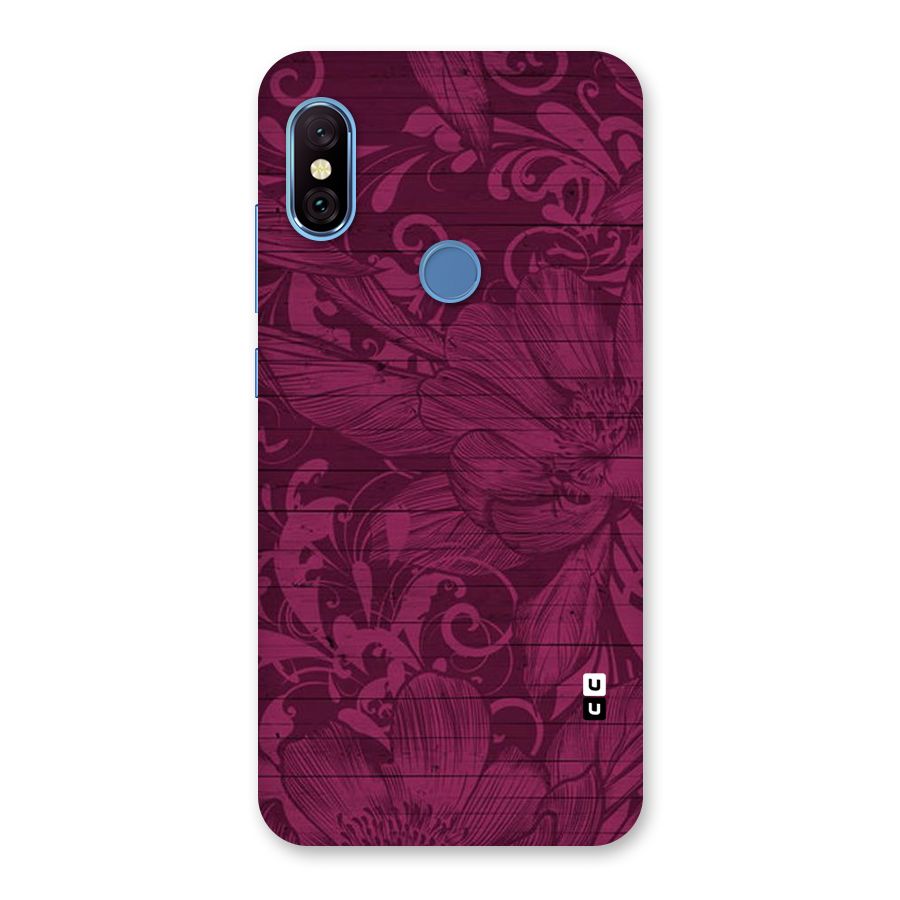 Magenta Floral Pattern Back Case for Redmi Note 6 Pro