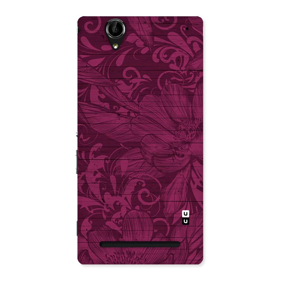 Magenta Floral Pattern Back Case for Sony Xperia T2